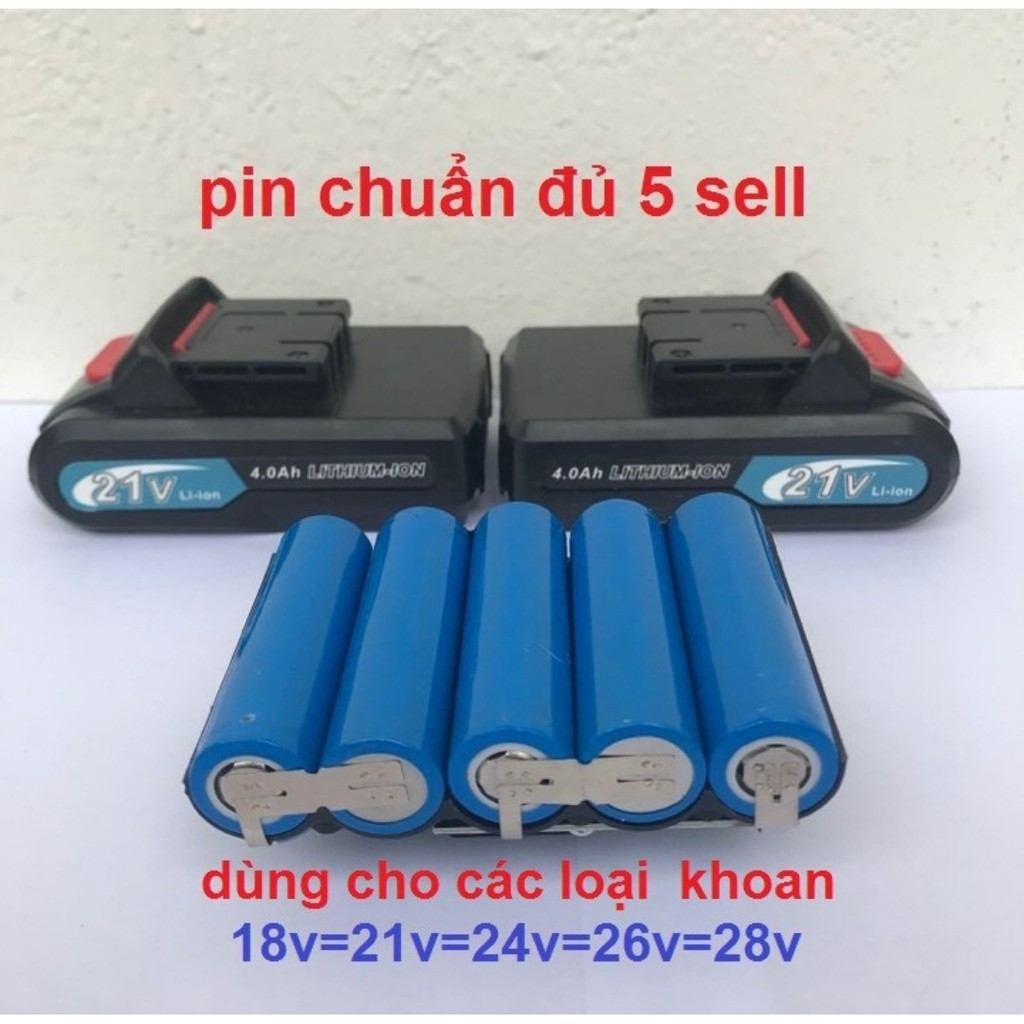Pin 21V-24V-26V-36v Cho Máy Khoan Pin 18V-21V-24V-26V Chuẩn 5 Cell