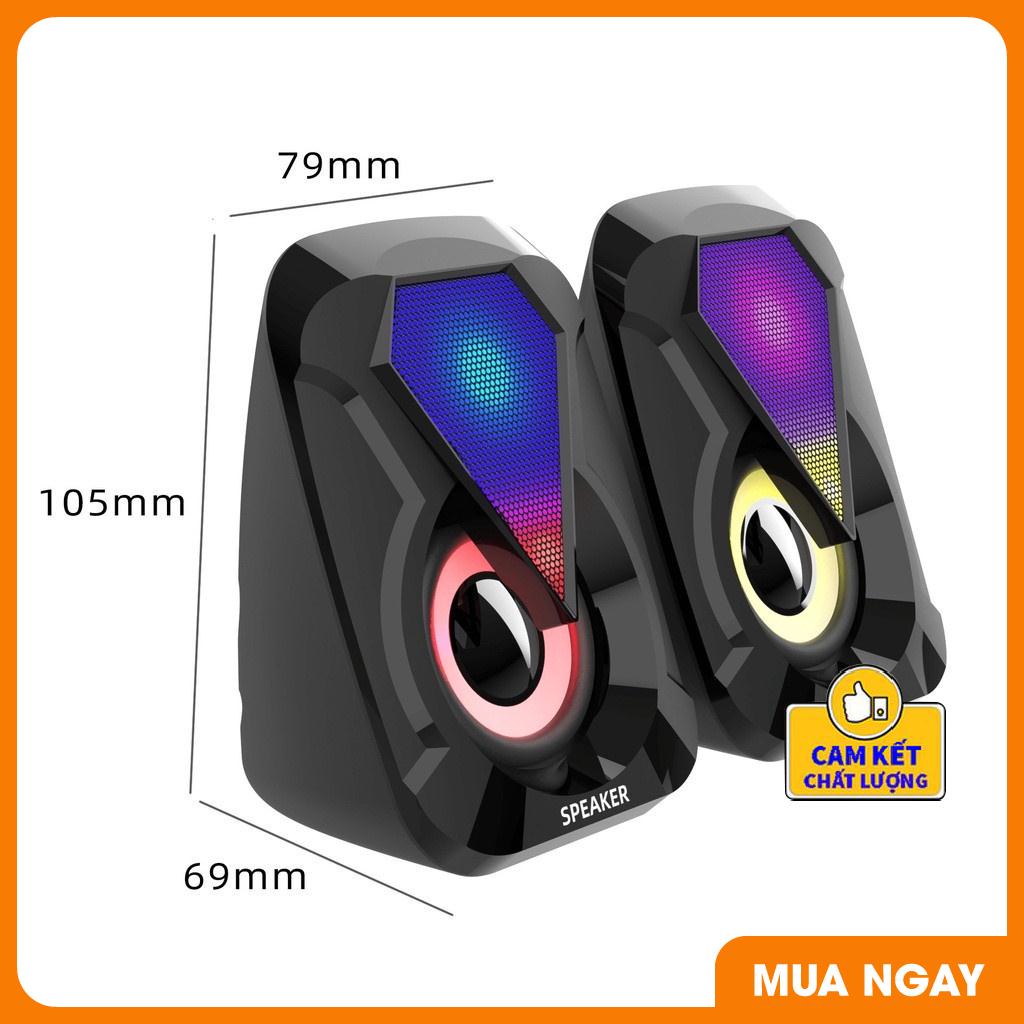 Loa máy tính E-1053, Loa vi tính mini để bàn cao cấp âm thanh siêu trầm có đèn led đổi màu cực chất 1053