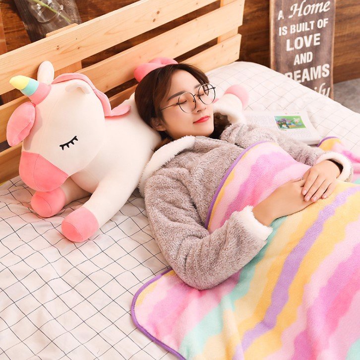 Gối Mền 3 Trong 1 Gấu Bông Kỳ Lân Dài 60cm Kèm Mền , Gấu Bông Pony Nhập Khẩu, Hình Như Nào Mẫu Như vậy