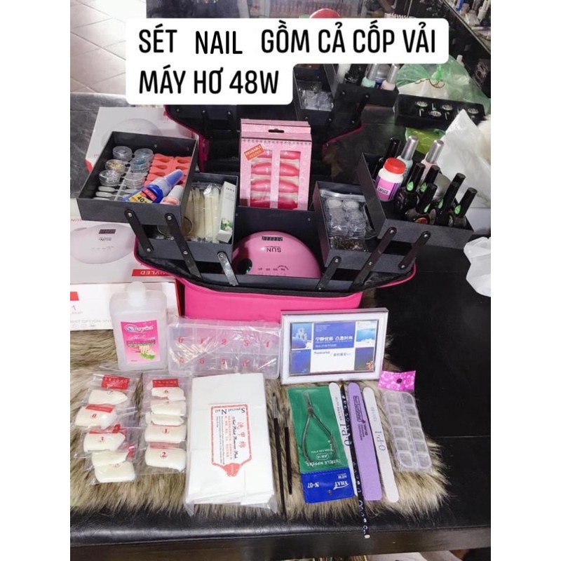 sét đồ học nail ,làm móng set vừa học vừa làm đã gồm đầy đủ cốp phụ kiện máy hơ sơn gel móng nối keo găn móng găn đá kìm