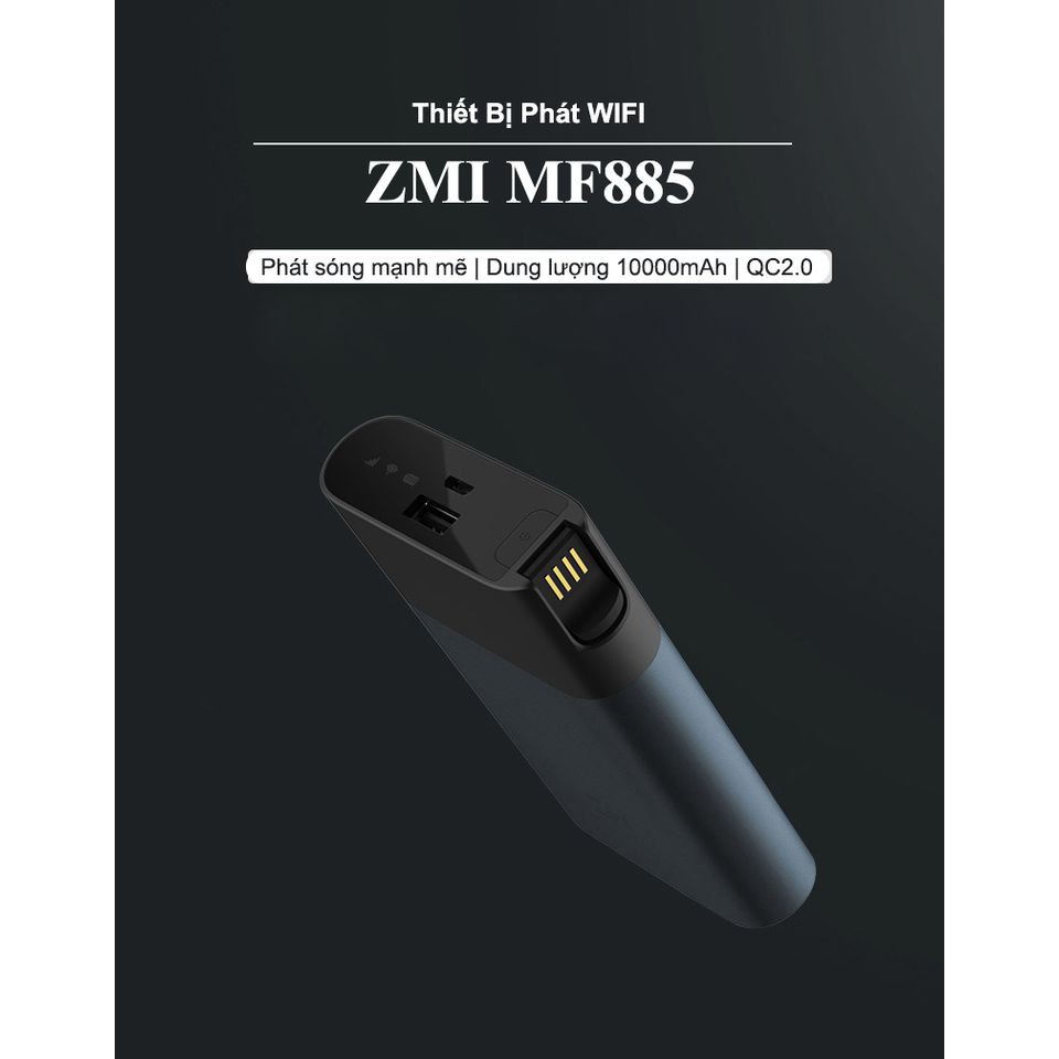Pin sạc dự phòng kiêm bộ phát wifi 10000mAh ZMI MF885 | BigBuy360 - bigbuy360.vn