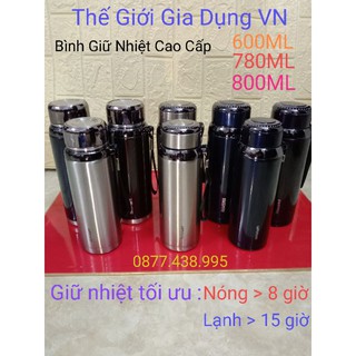  Bình giữ nhiệt nắp Titan 600ml 780ml 800ml inox 304 cao cấp 