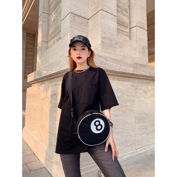 Áo thun BOBUI, áo thun thêu logo basic BOBUI full tag túi - màu đen