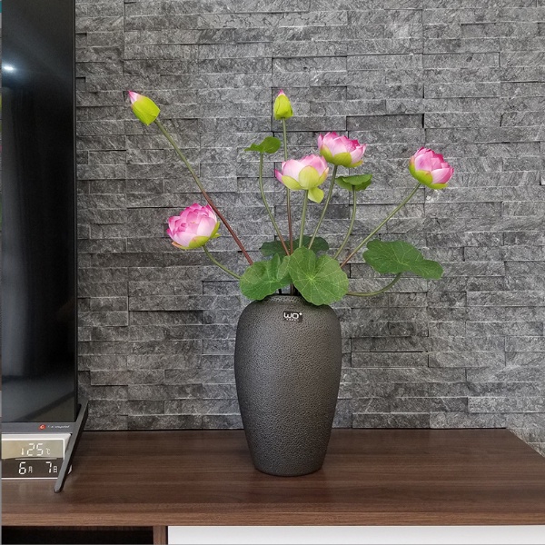 Hoa Giả- Cành Hoa Sen Lụa Cao Cấp 3 Bông 1 Nụ Kèm Lá 90cm Trang Trí Decor Siêu Xinh