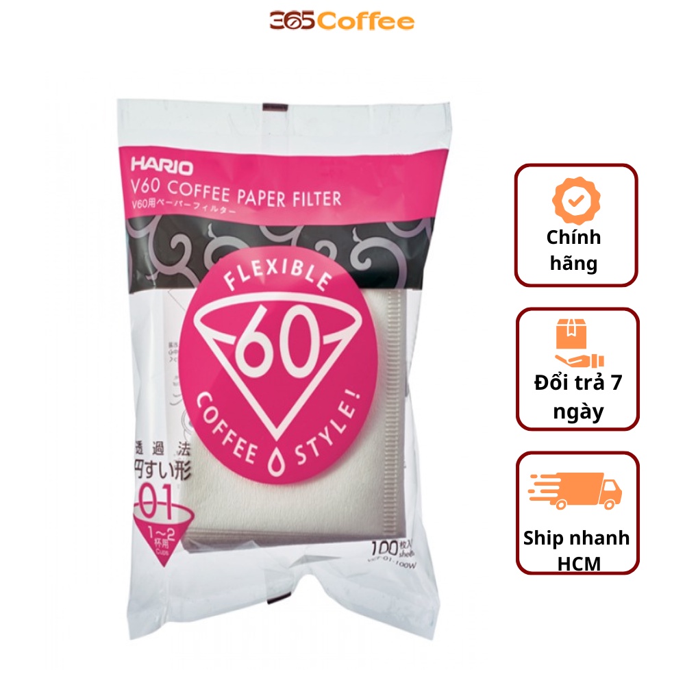 Giấy lọc cà phê Hario V60 màu trắng – chính hãng