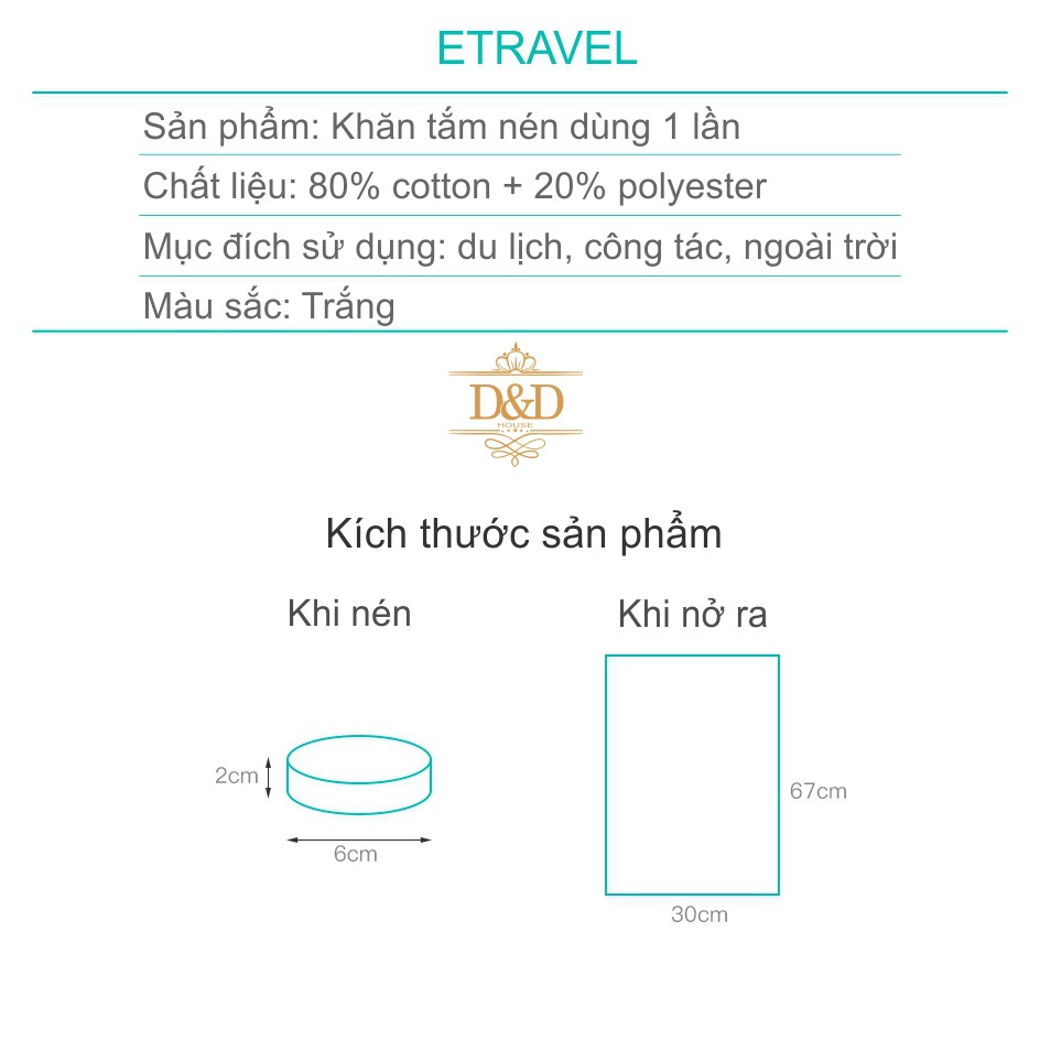 Khăn tắm nén du lịch dùng 1 lần ETRAVEL nhiều size