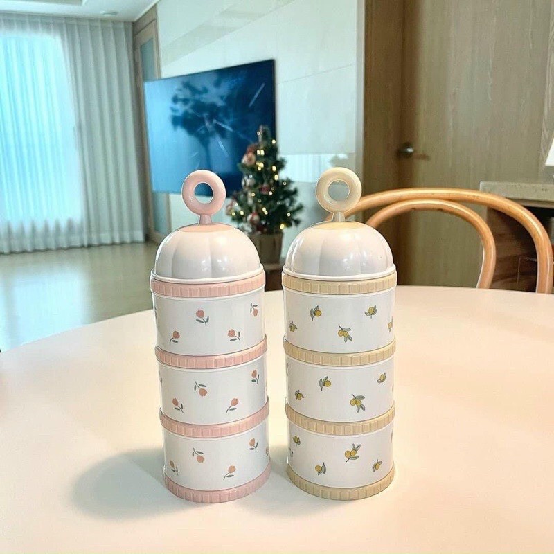 Hộp Chia Sữa 3 Ngăn Hình Gấu Thỏ Phong Cách Hàn Quốc Babibu - HCS3N