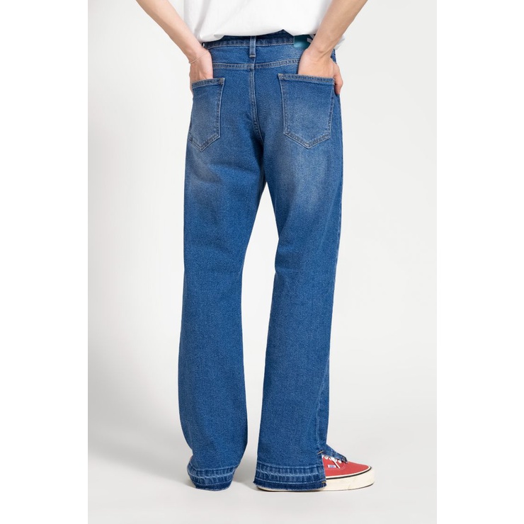 OWL BRAND® SPLIT RELAX JEANS - Quần jeans nam, xẻ tà ống rộng / Xanh - OWL140322