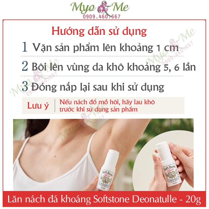 Lăn khử mùi đá khoáng Soft Stone Nhật Bản 20g - Trắng Set 2+1