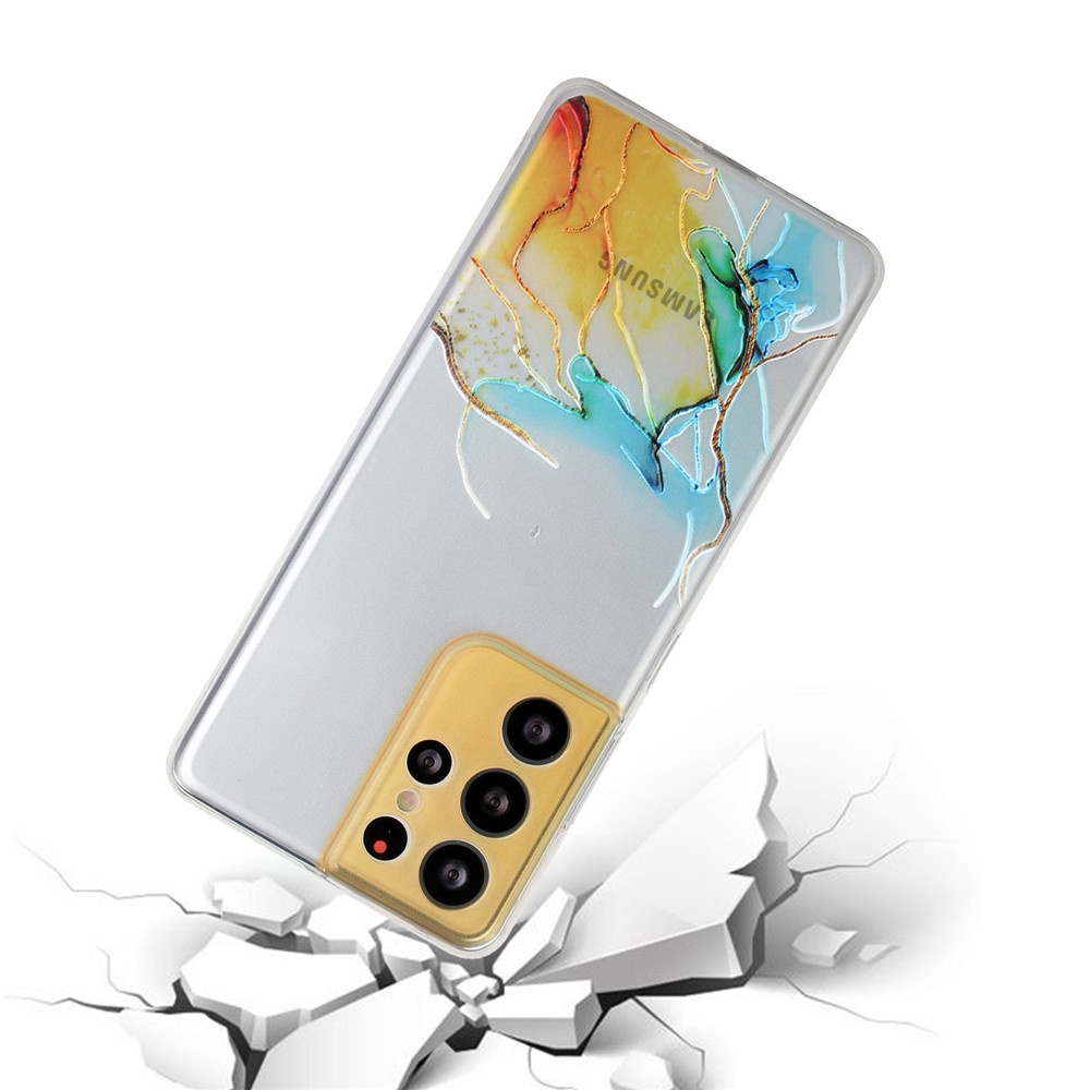 Ốp điện thoại nhựa TPU mềm trong suốt họa tiết vết nứt màu nước cho Samsung Galaxy S21 Ultra S21 Plus S21 FE