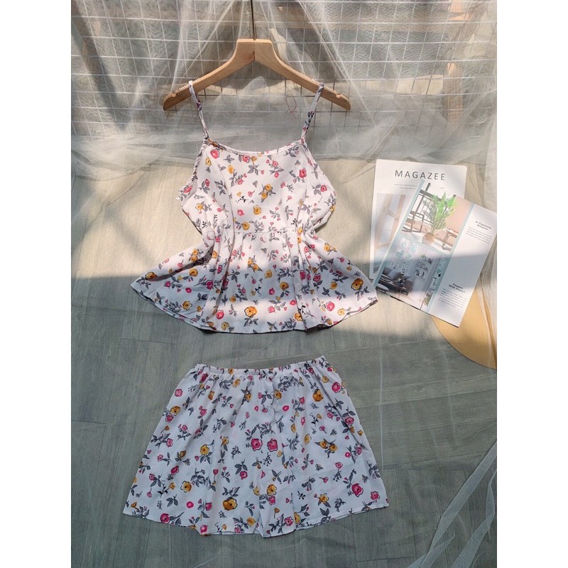 Bộ lụa bông 2 dây mặc nhà mát | BigBuy360 - bigbuy360.vn