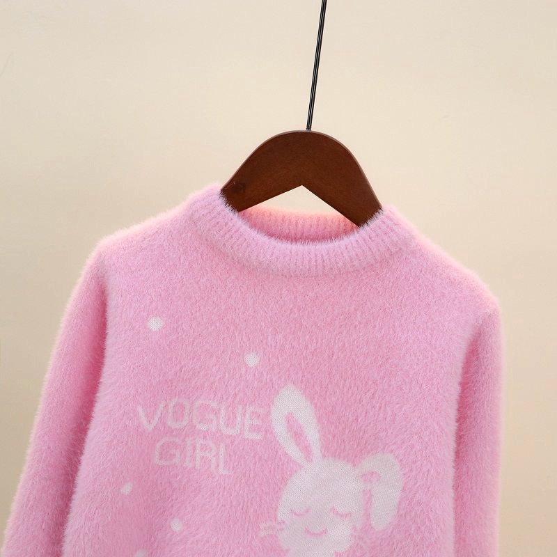 Áo len lông cừu hoạ tiết thỏ cho bé gái (Cao từ 100-160cm, nặng 12-40kg) N00982-N01068