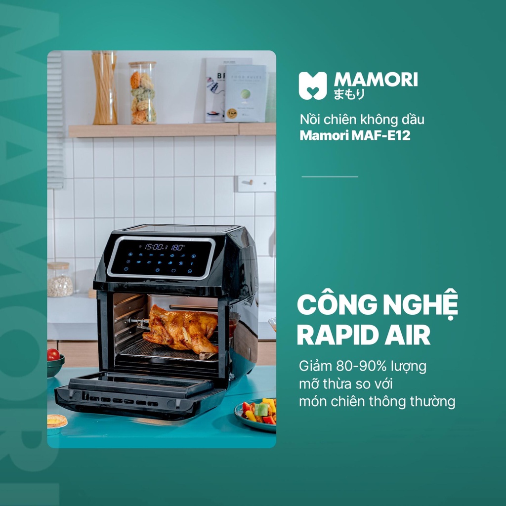 Nồi chiên không dầu mamori MAF-E12 chính hãng, nồi chiên không dầu 12 lít