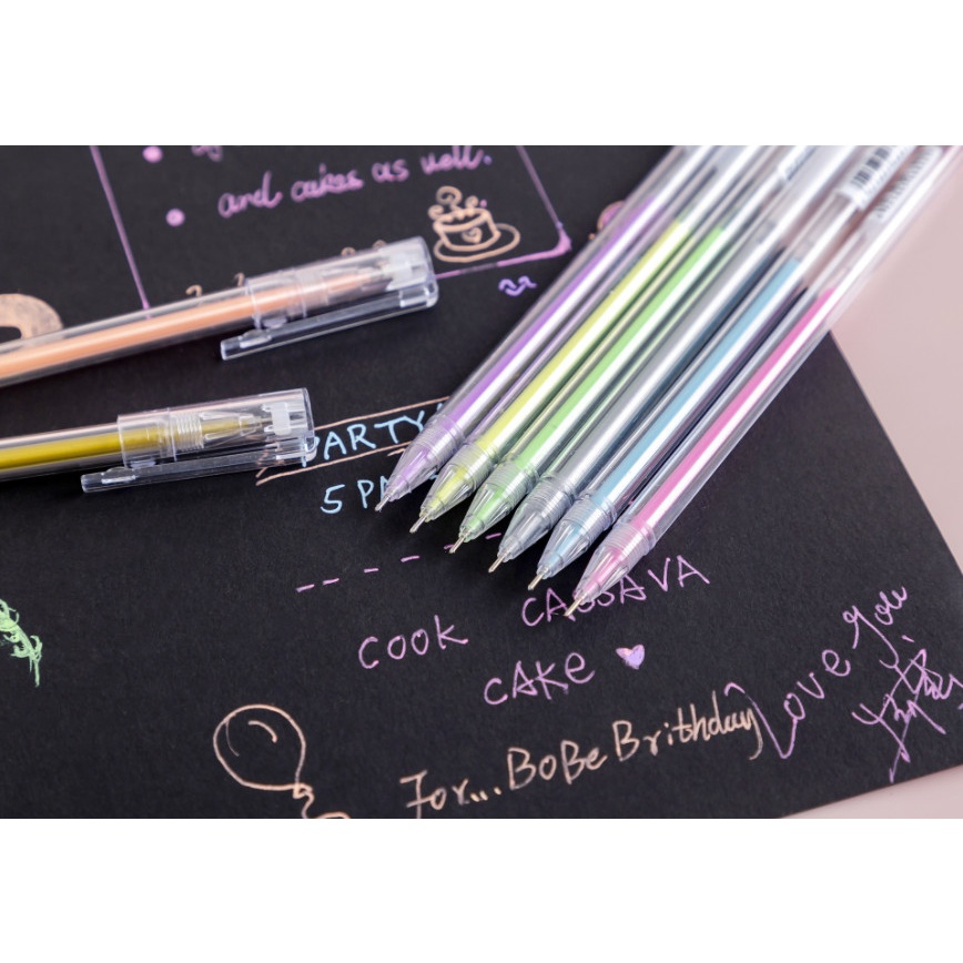 Bút GEL 9 Màu Nhũ Bóng Ngòi 0.5mm Tiện Lợi