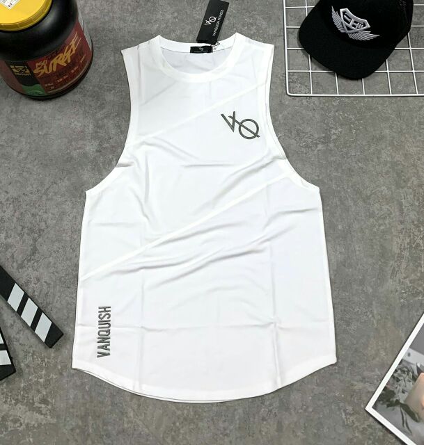 Tanktop ba lổ gym VQ thêu xịn đẹp thun lạnh mát mẽ