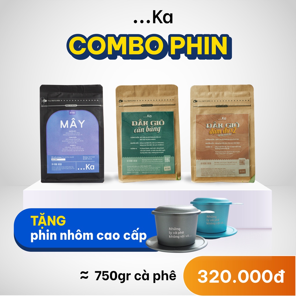 TẶNG 1 PHIN NHÔM PHA CÀ PHÊ khi mua COMBO 3 GÓI cà phê nguyên chất, Cà phê rang xay nguyên chất pha PHIN gói 250g