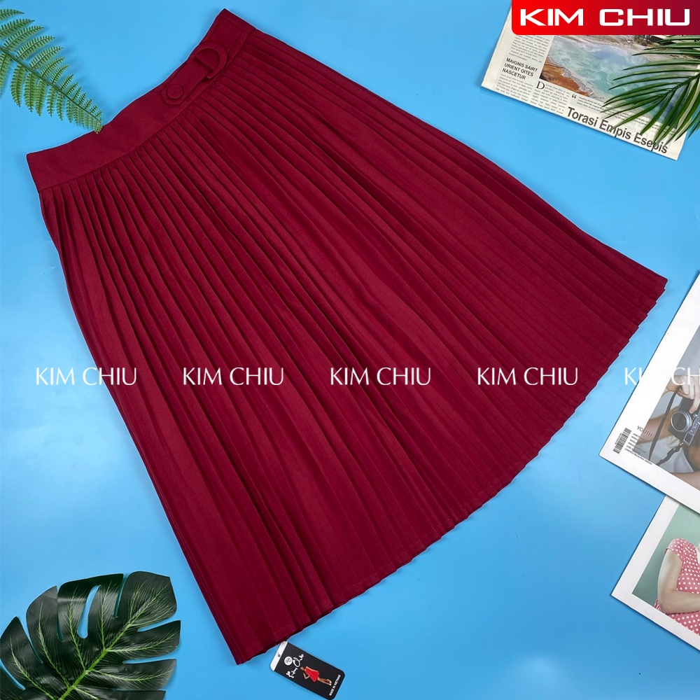 Chân Váy Xếp Ly Lưng Kiểu Dài Qua Gối, Form Xuông, Dáng Chuẩn Đẹp Dài 66cm Vải Cát Len Rũ Mềm Mịn CVXL-03