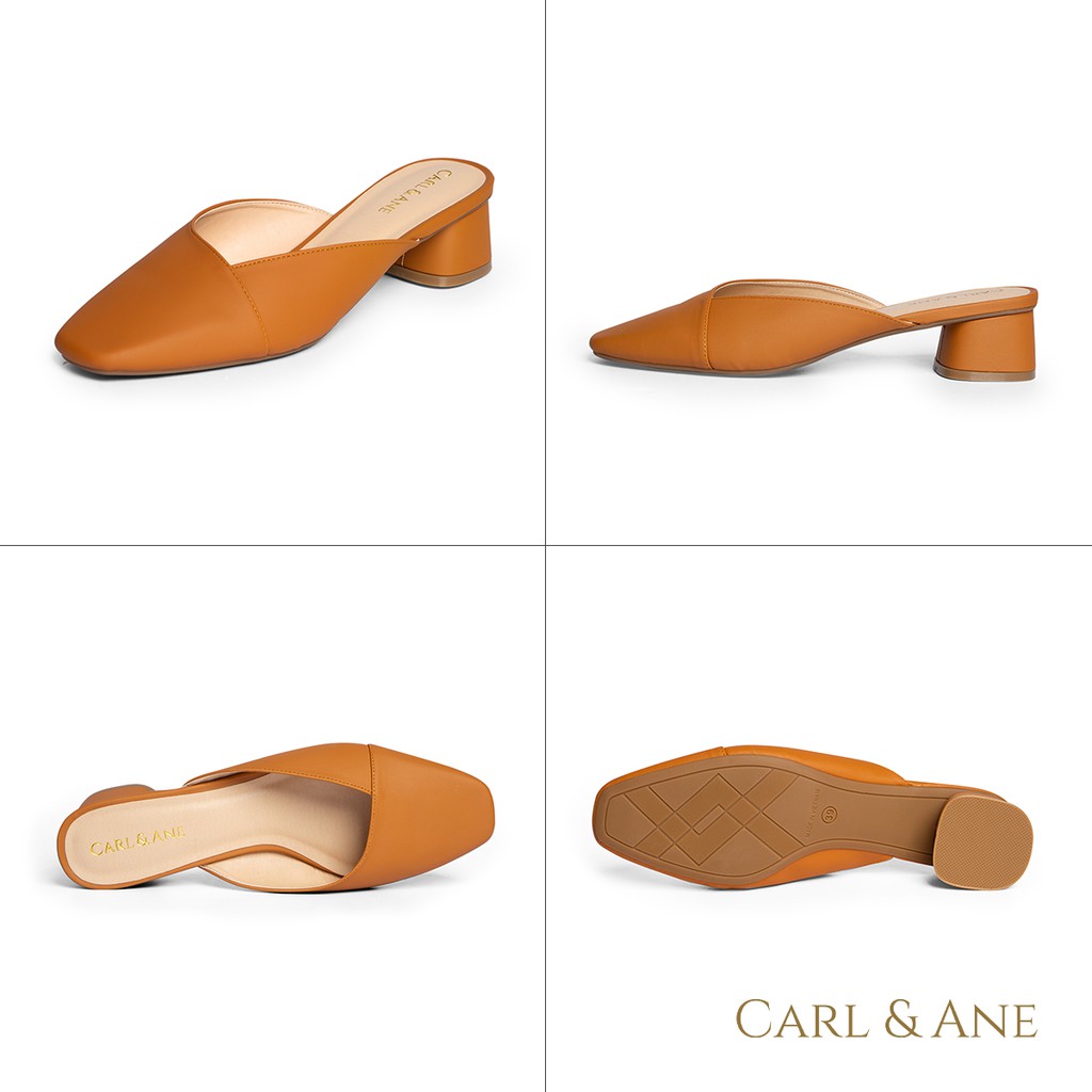 Carl &amp; Ane - Dép cao gót bít mũi kiểu dáng đơn giản cao 4cm màu bò _ CL008