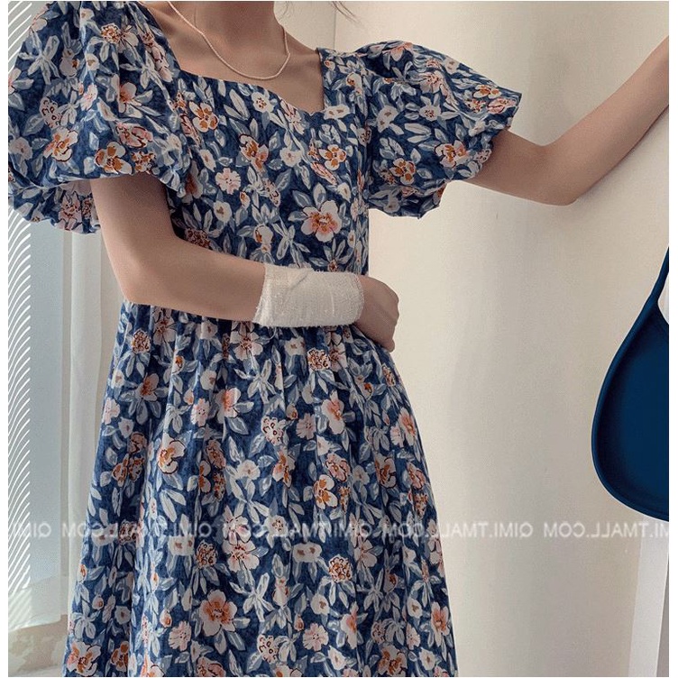 ❤️ Váy hoa nhí nữ dáng dài cổ vuông, tay phồng kiểu Pháp cực yêu