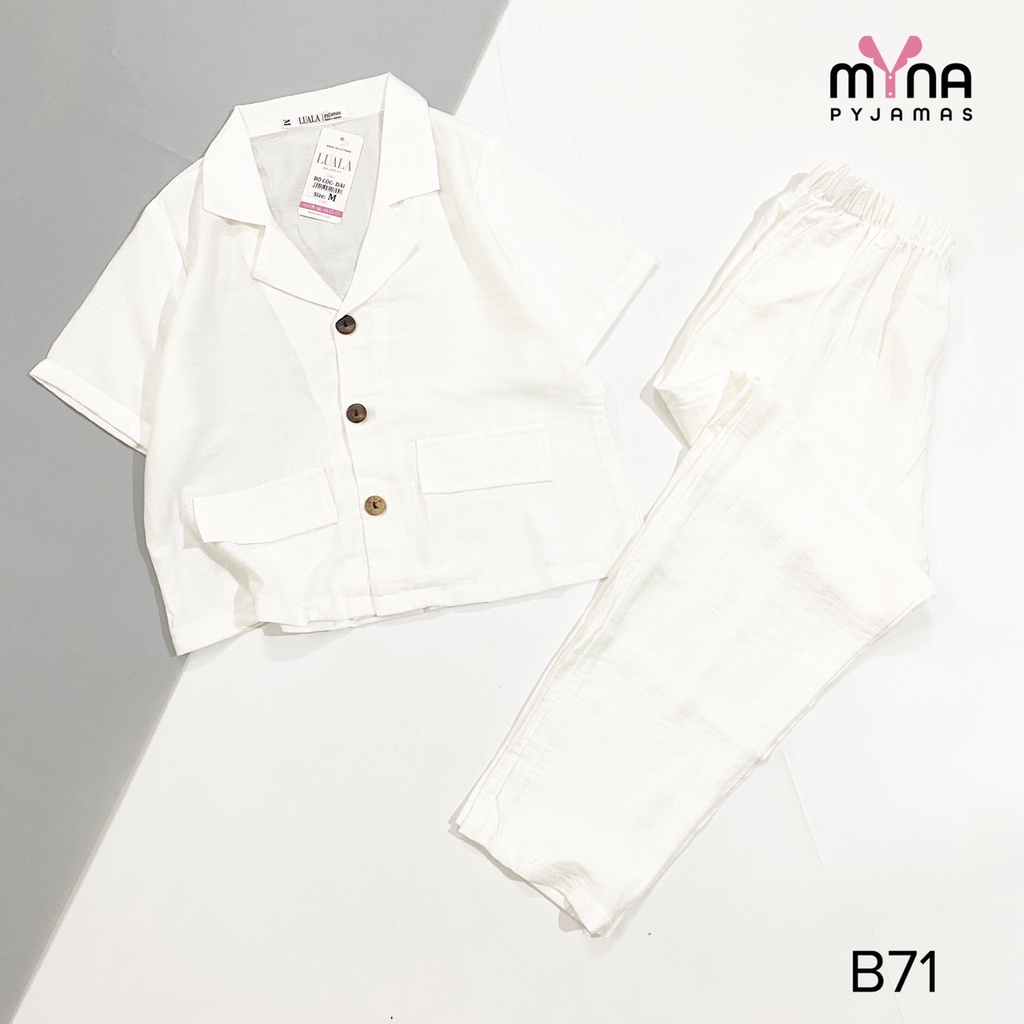 Bộ đũi tơ cổ vest áo cộc tay, quần 9 tấc, Có 6 màu