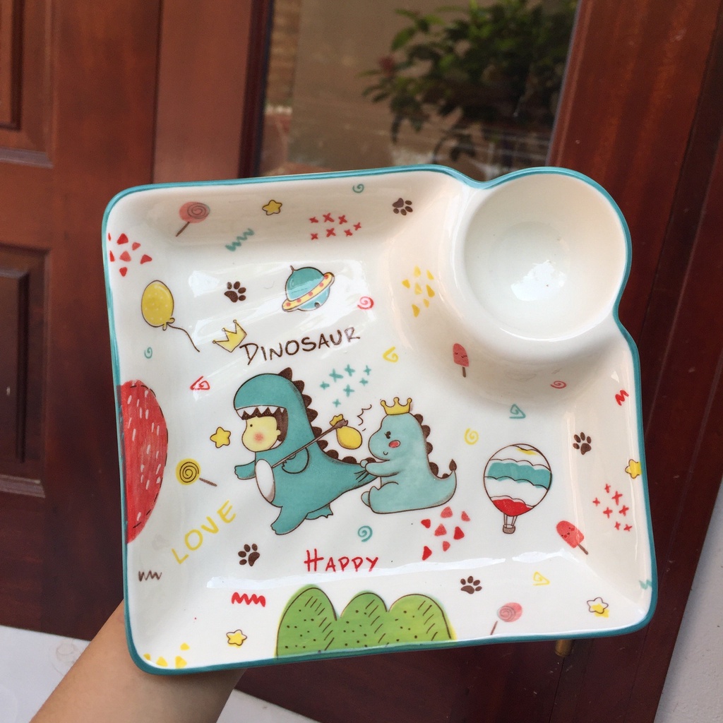 Các Set Bát Đĩa🦖 Khủng Long Xanh 🦖 Siêu Dễ Thương Decor cao Cấp S115