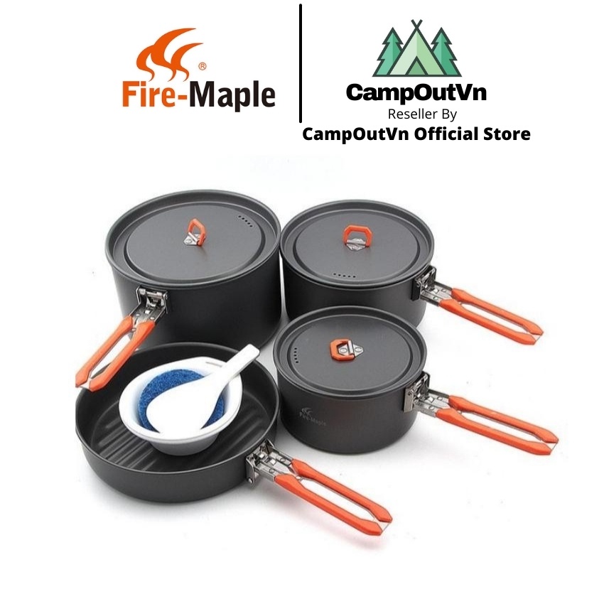 Bộ dụng cụ nấu ăn dã ngoại cắm trại firemaple campoutvn nồi nấu ăn dành cho 5-6 người Feast 5 A294