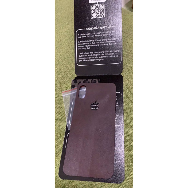 Miếng dán da bò thật 100% nhập khẩu cao cấp cho iPhone XS (màu nâu đất) - Davis