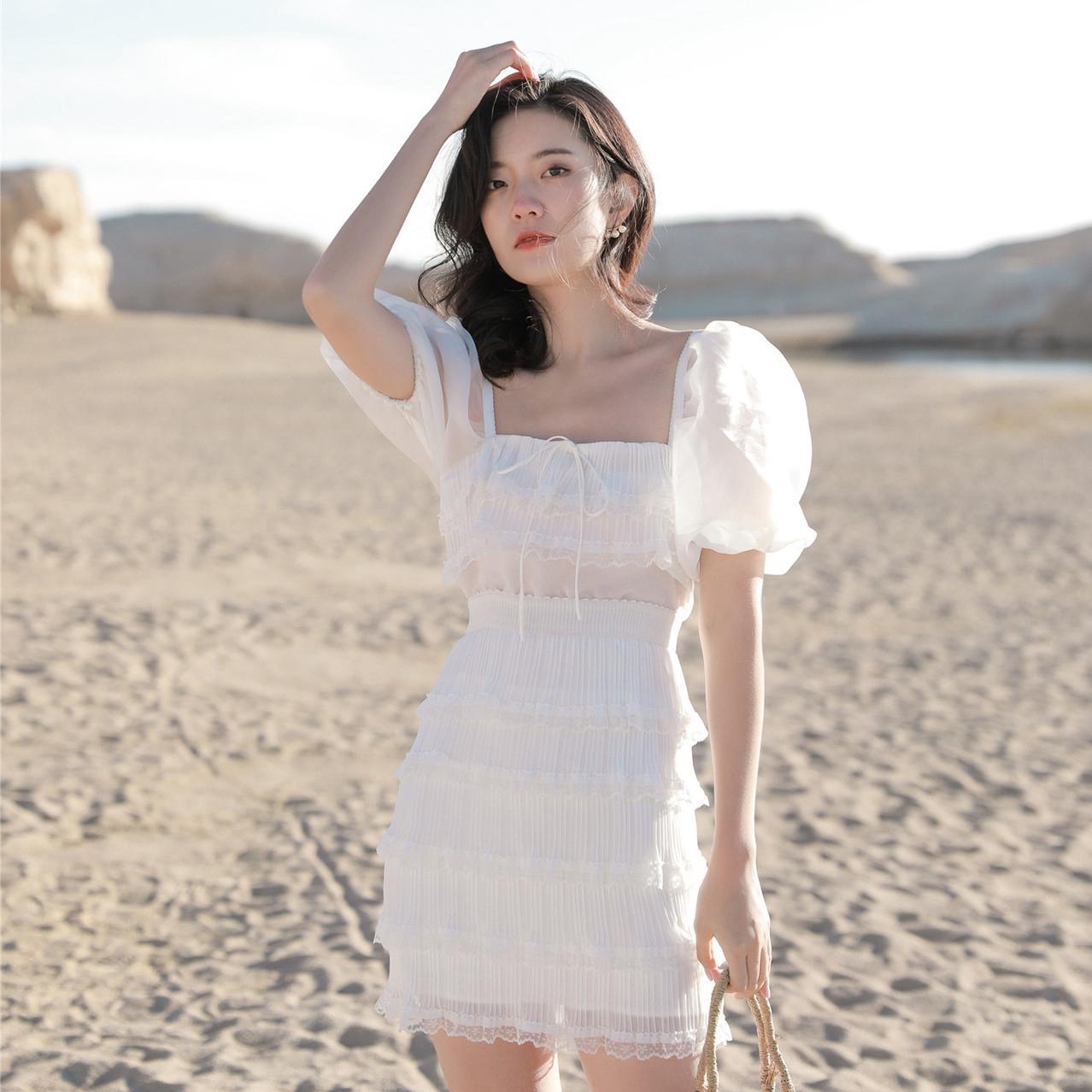 Đầm Nữ Tay Ngắn Cổ Vuông Thời Trang Quyến Rũ | BigBuy360 - bigbuy360.vn