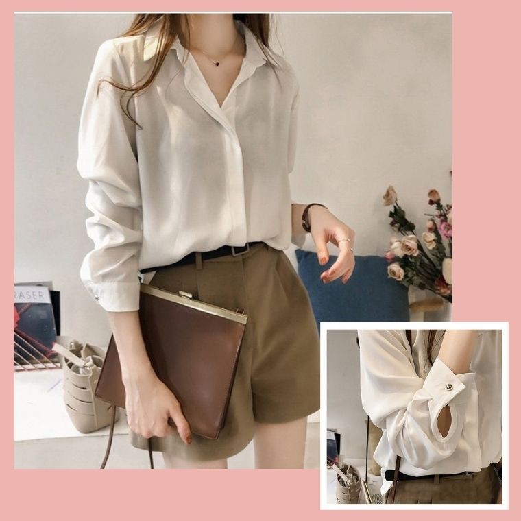 Áo Sơ Mi Nữ Lụa Cao Cấp 👚 áo sơ mi cổ đức, Phong Cách Hàn Quốc🌈 | BigBuy360 - bigbuy360.vn