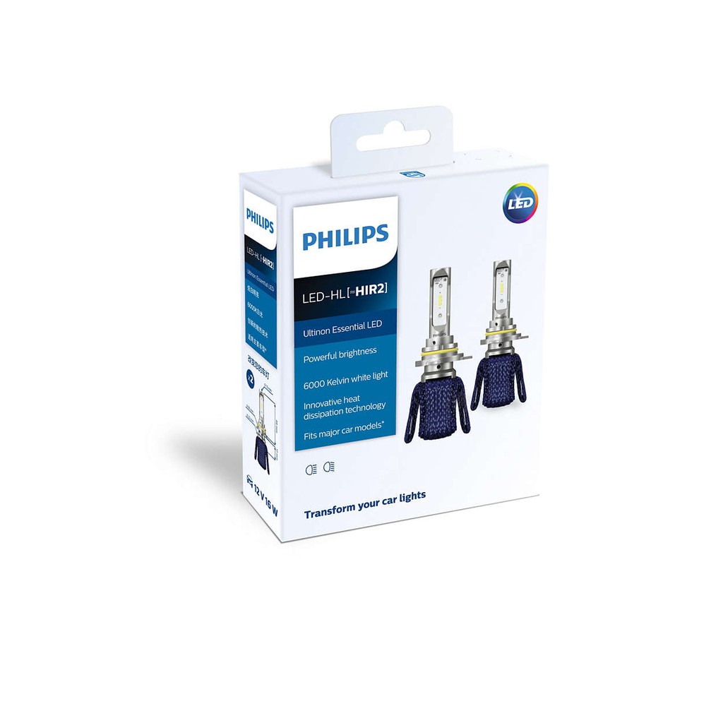 Hộp 2 Bóng Đèn Pha Ô tô, Xe hơi Philips Ultinon Essential LED HIR2 11012UEX2 6000K