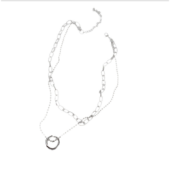 Dây chuyền hai lớp phối mặt dạng nhẫn phong cách thời trang đơn giản