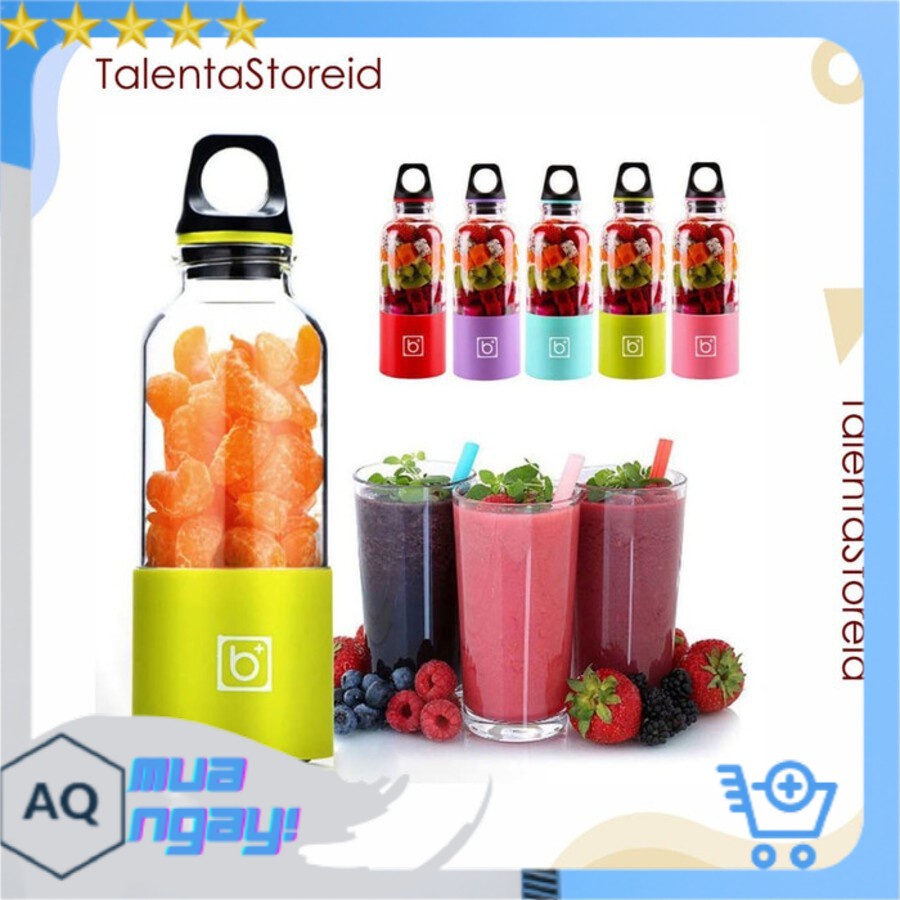 Máy Xay Sinh Tố, Máy Say Sinh Tố Cầm Tay Mini Sạc Pin 4 Lưỡi BINGO JUICER CUP 500Ml, Siêu Tiện Dụng, Xay Được Đá DEMICO