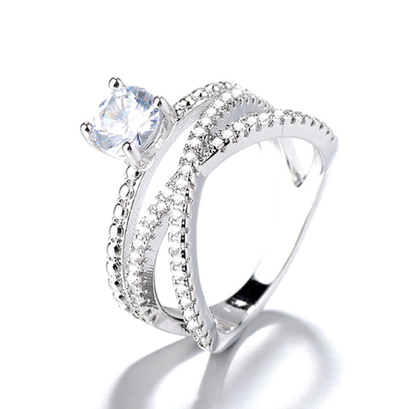 Exquisite Plated Cross Rings for Women Engagement Wedding Diamond Ring Wvt