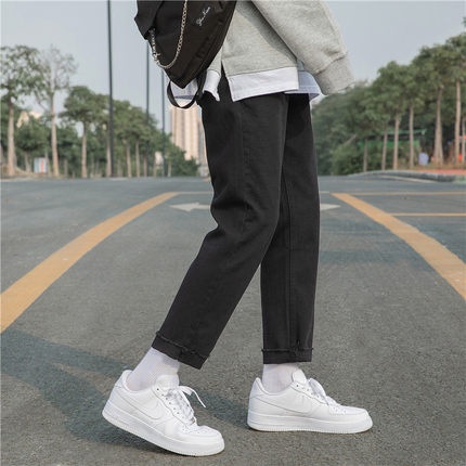 Quần jeans đen ống rộng nam nữ , phong cách Hàn Quốc , vải không co dãn , dáng quần baggy unisex cho học sinh sinh viên | BigBuy360 - bigbuy360.vn