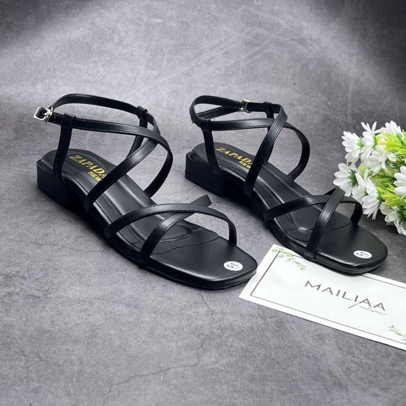 Sandal quai chéo gót 2 phân MAILIAA da mềm dễ đi