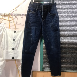 Quần jeans cạp cao dáng lửng 9 tấc