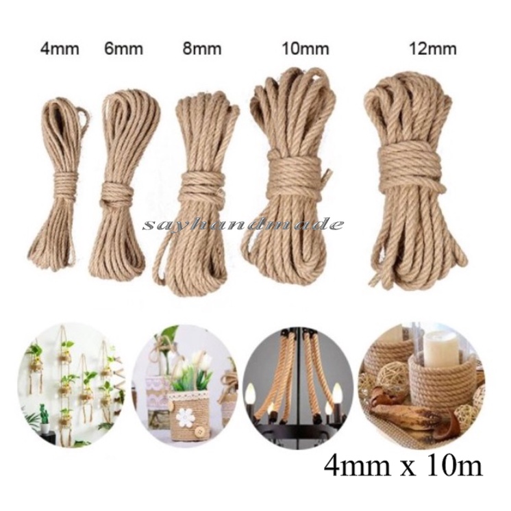 Dây thừng 4mm, dài 10m, dây thừng trang trí, dây đay, decor, cuộn dây thừng, cào móng mèo, handmade