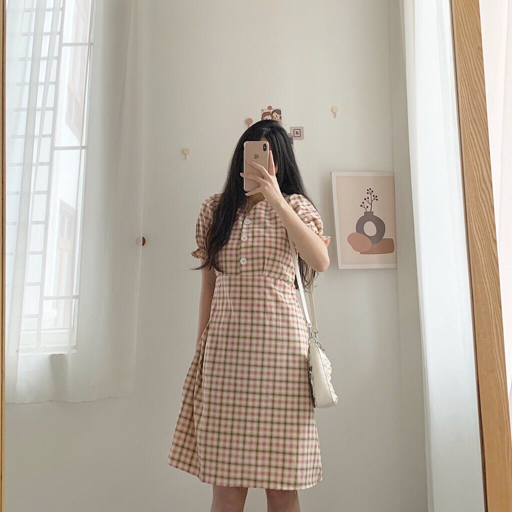 VÁY KẺ CARO XONXEN SHOP Dáng Chữ A Dễ Thương Freesize Mã 94