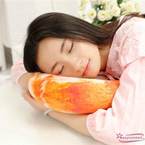 Gối cổ hình chữ U thiết kế hình đồ ăn 3D sáng tạo chất liệu vải nhung + cotton PP kích thước 40x40cm