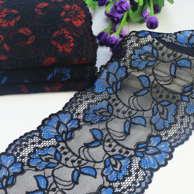 Ruy băng ren thun 15cm pha 2 màu, phụ kiện trang trí handmade