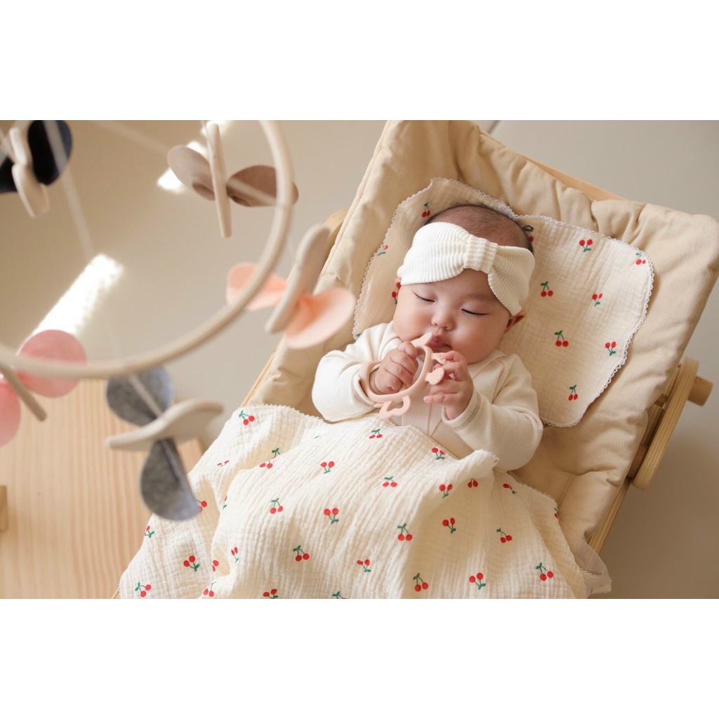 Set chăn lót đầu 2 lớp vải xô muslin OME cao cấp cho bé