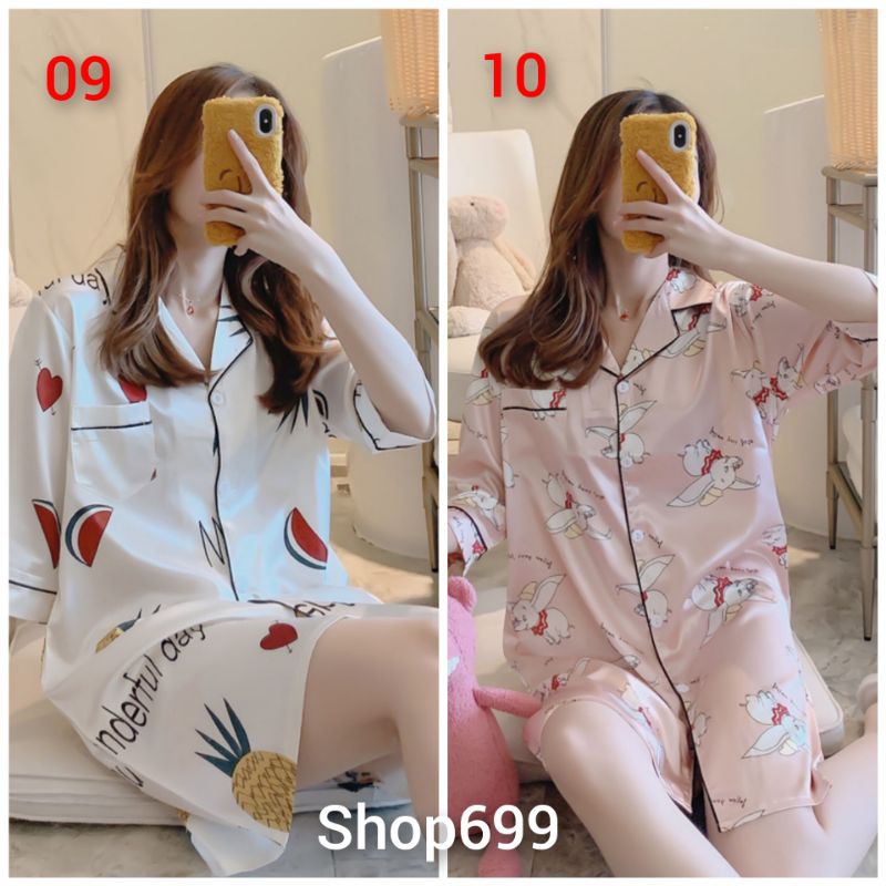 BỘ VÁY NGỦ LỤA NGẮN TAY SIÊU XINH HÀNG QUẢNG CHÂU CAO CẤP