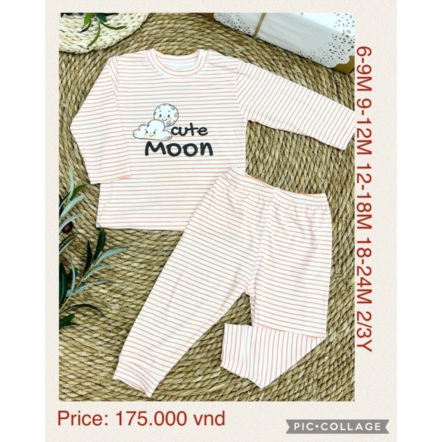 Bộ dài tay cài vai chất liệu petit 3 màu size 6M đến 3y