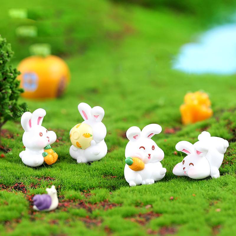 Mô hình tiểu cảnh ♥️ Thỏ con cụp tai nghịch ngợm trong vườn trang trí sen đá, tiểu cảnh, terrarium