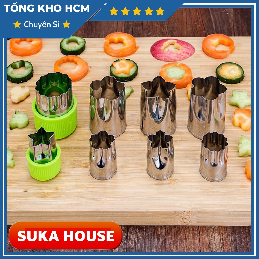 Bộ Khuôn Cắt Tạo Hình Rau Củ Quả inox 8 Món Tiện ích SUKAHOUSE H170