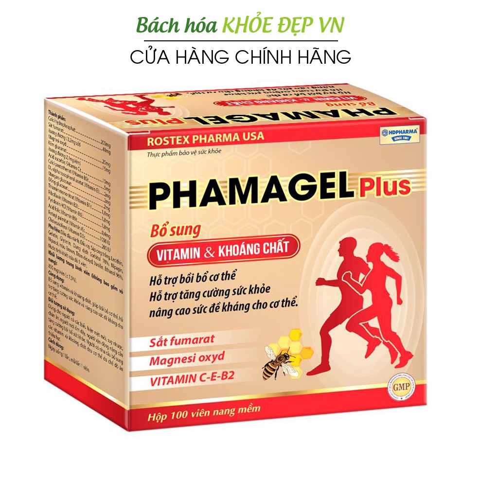 Viên uống vitamin tổng hợp Phamagel Plus tăng cường sức đề kháng - 100 viên [Phamagel Plus Hộp 100 viên]