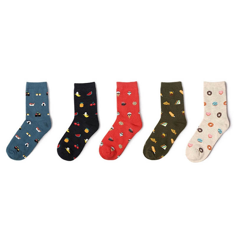 Vớ cotton mắt cá chân harajuku in cây kem/ trái cây/ sushi