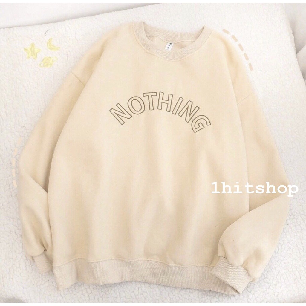 [Mã WARUN27 giảm 12k đơn 99k] Áo Sweater NOTHING Unisex (Bo Vải) 1hi | BigBuy360 - bigbuy360.vn