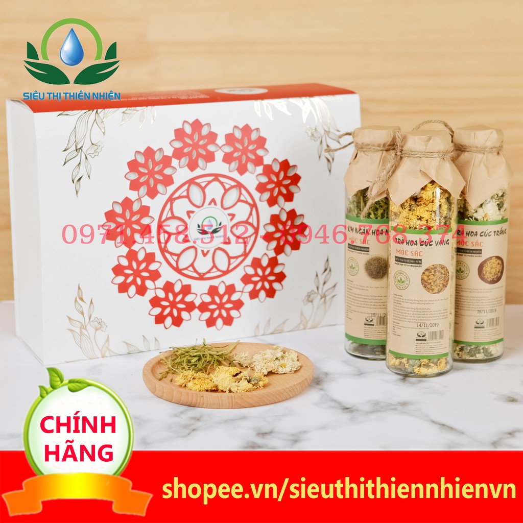 Set quà 6: Trà hoa Cúc Vàng, Cúc Trắng, Kim Ngân Hoa Mộc Sắc cao cấp, quà biếu, quà tặng, quà sức khỏe | BigBuy360 - bigbuy360.vn