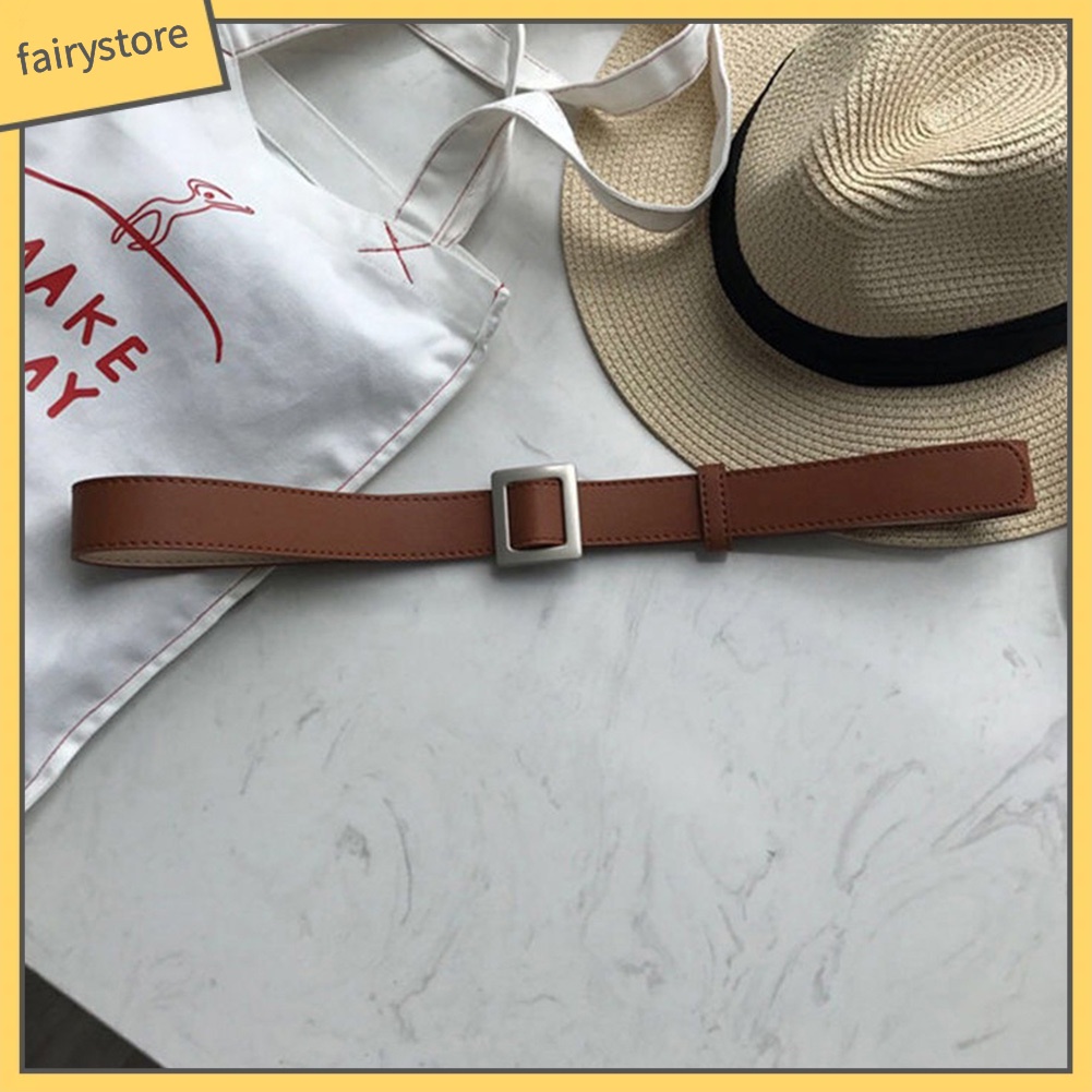 Thắt Lưng Giả Da Phối Khoá Kim Loại Độc Đáo Cho Nữ